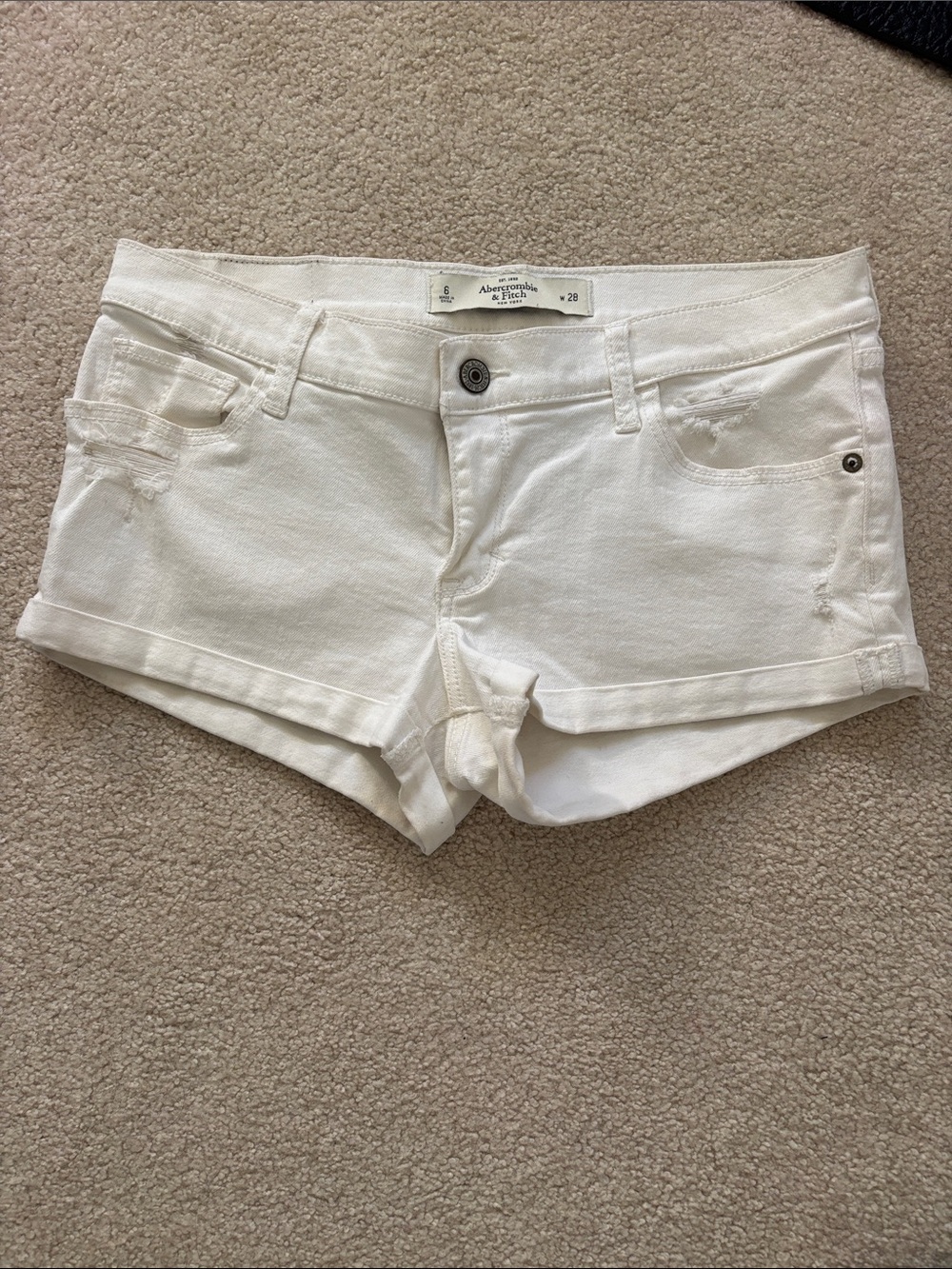 Abercrombie & Fitch White Denim Short Shorts